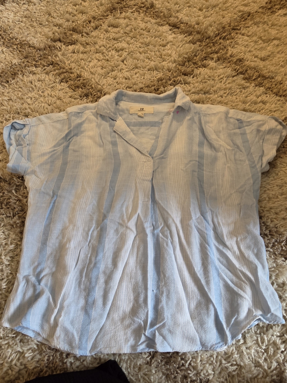 Thread & Supply Light Blue Short Sleeve V-Neck Top